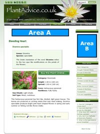 Advertisement areas for the PlantAdvice.co.uk website